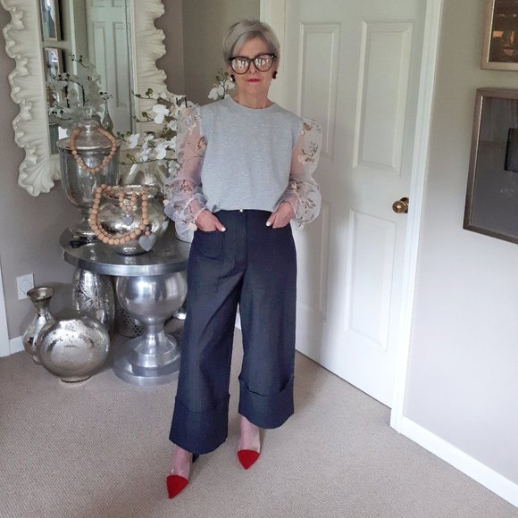 kate spade Denim - NWT Kate Spade cropped wide leg denim pants, 8